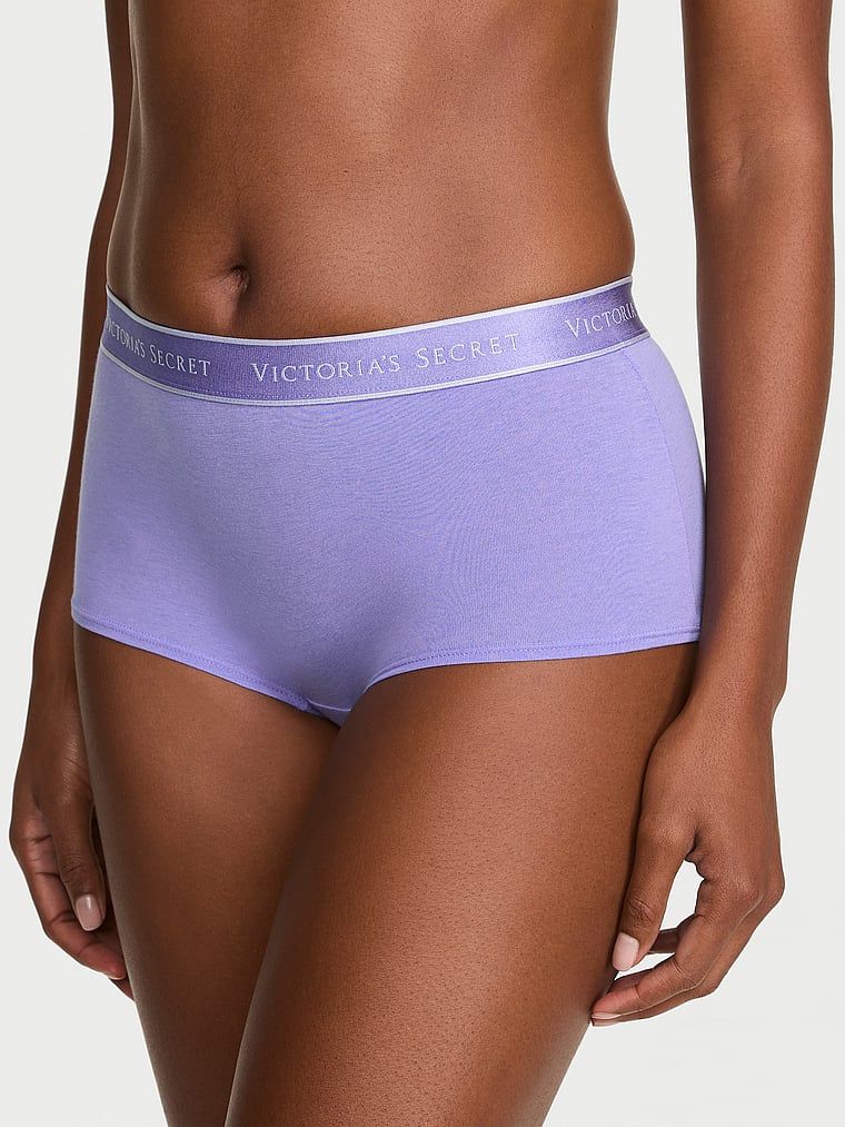 Bavlněné kraťasy s logem v pase Boyshort. Produkt je modré barvy a pochází z kolekce Cotton.