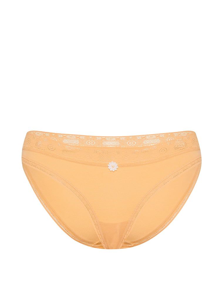 Bavlněné kalhotky s háčkovanou krajkou Bikiny Produkt je žluté barvy a pochází z kolekce Lace Trim.