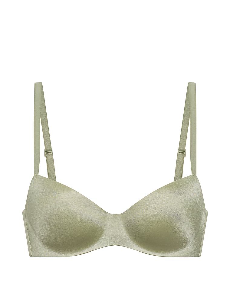 Podprsenka je mírně vycpaná balconetou FlexFactor. Produkt je zelené barvy a pochází z kolekce Body by Victoria.