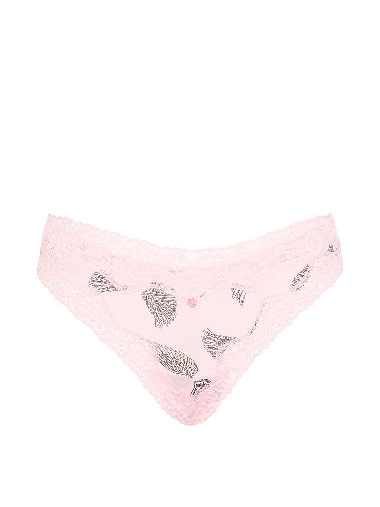 Bavlněná tanga s krajkovým lemem s krajkou. Produkt má vzorovanou barvu a pochází z kolekce Lace Trim.