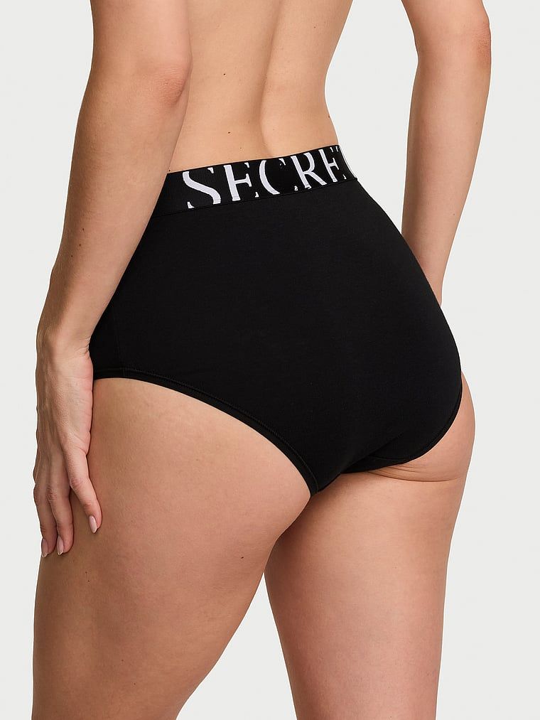 Bavlněné kalhotky s vysokým pasem a explodovaným logem Slipy. Produkt je černý a pochází z kolekce Cotton.