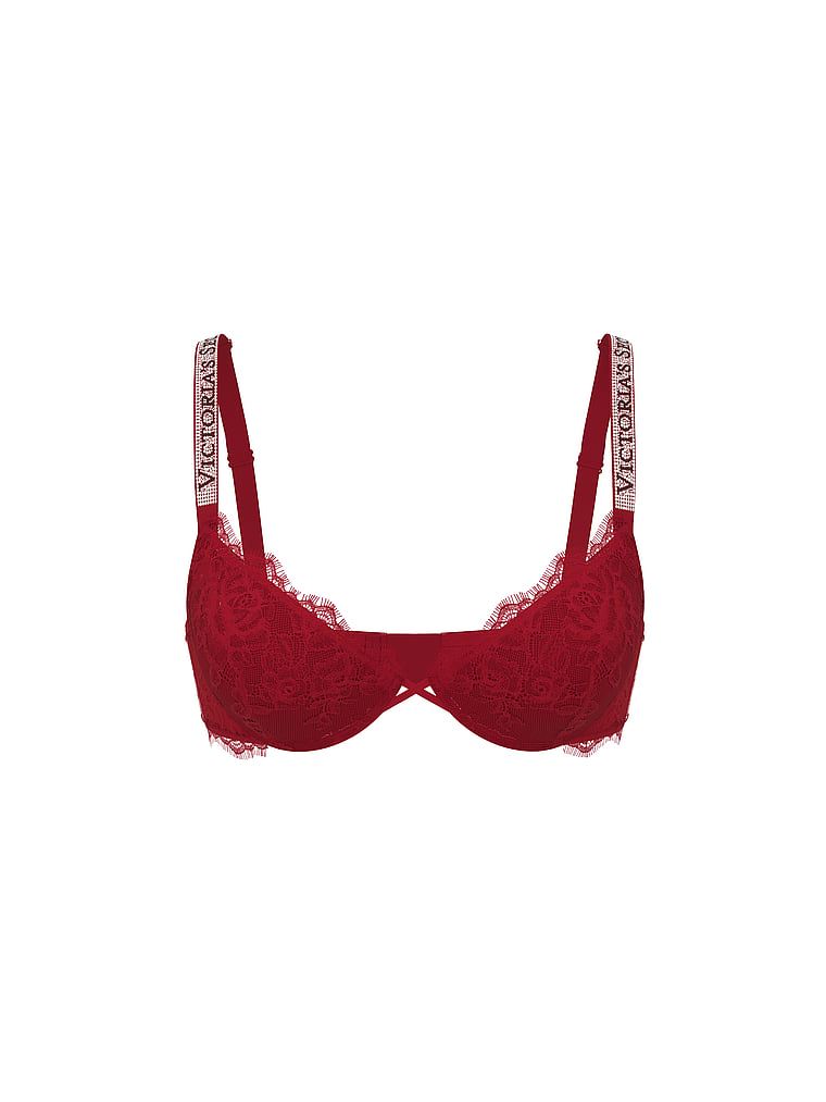Zvětšovací podprsenka push-up krajka pro 2 velikosti Bombshell Shine Strap. Produkt má červenou barvu a pochází z kolekce Very Sexy.
