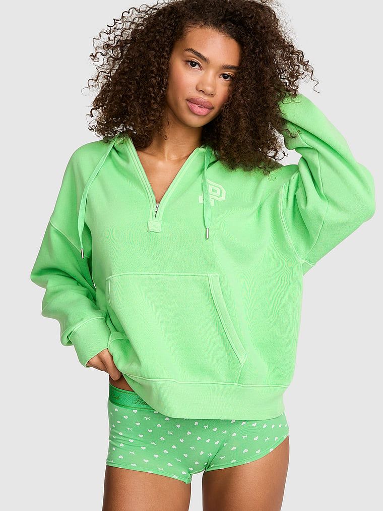 Mikina s kapucí a krátkým zipem Campus Fleece