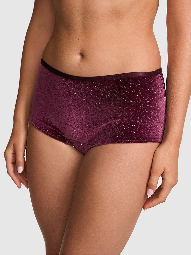 PINK Velurové kalhotky boyshort Plush Touch