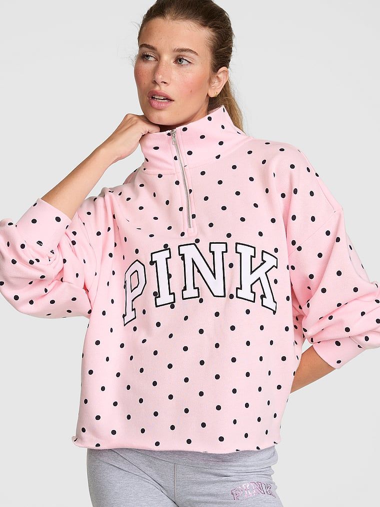 Rovná mikina s krátkým zipem Campus Fleece