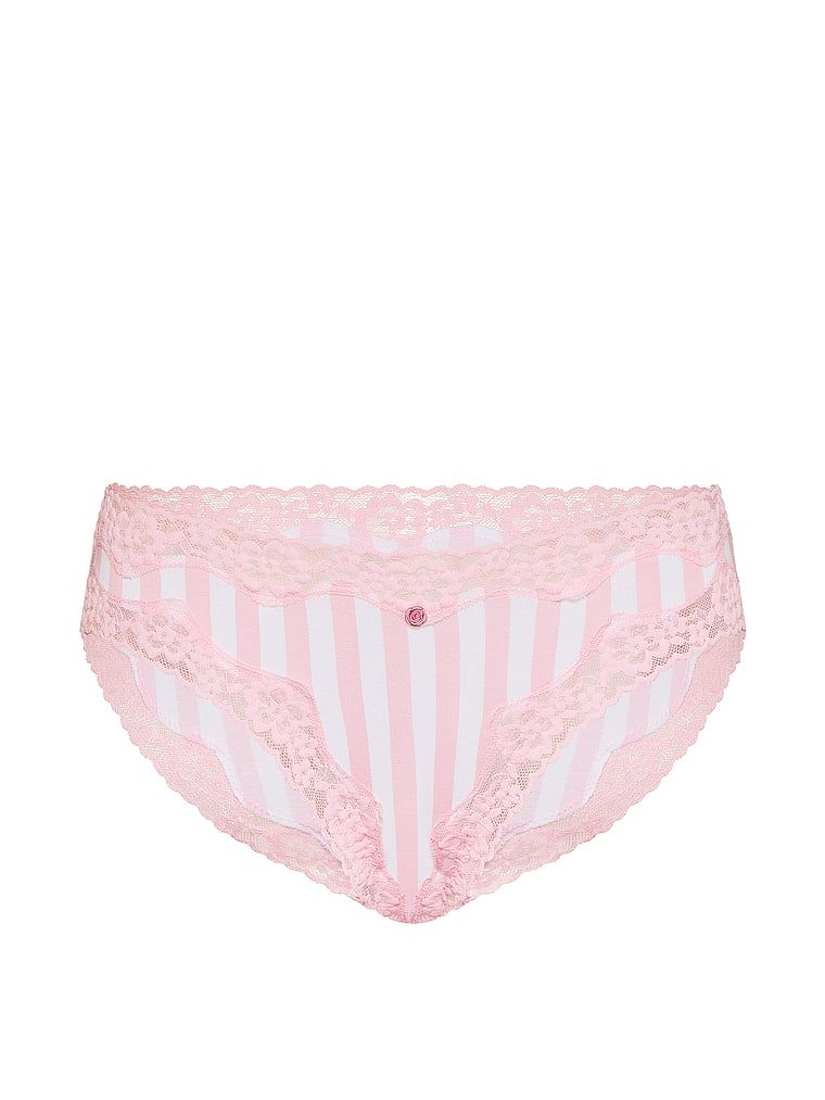 Bavlněné kalhotky s krajkovými bikinami s krajkovým lemováním. Produkt je vzorovaný a pochází z kolekce Lace Trim.