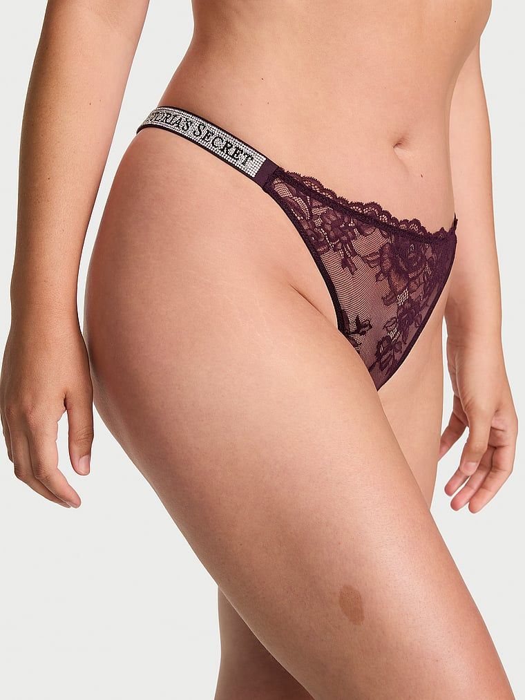 Very Sexy Krajková tanga s lesklými pásky
