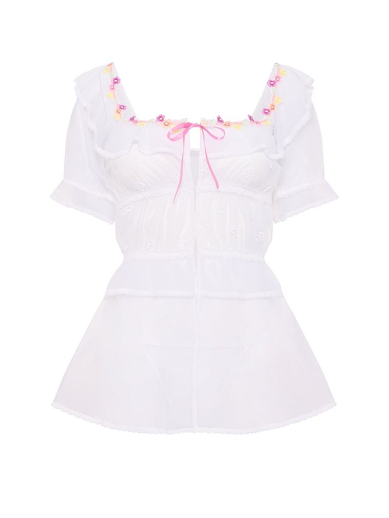 Průhledné tričko a tanga Butterflies Babydoll. Produkt je vzorovaný a pochází z kolekce Dream Angels.