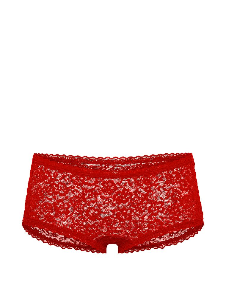 Krajkové kraťasy s nízkým pasem Boyshorts. Produkt je červené barvy a pochází z kolekce Lacie.