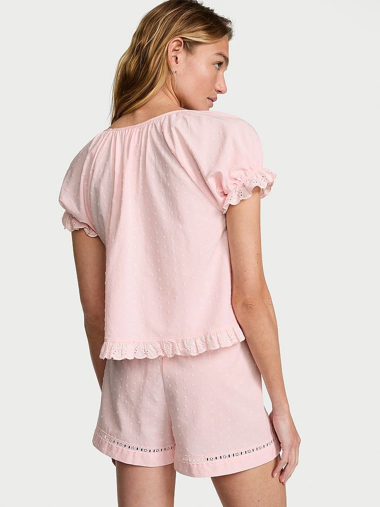 Vintage bavlněné pyžamo s kraťasy Dream. Produkt je růžové barvy a pochází z kolekce Victoria's Secret.