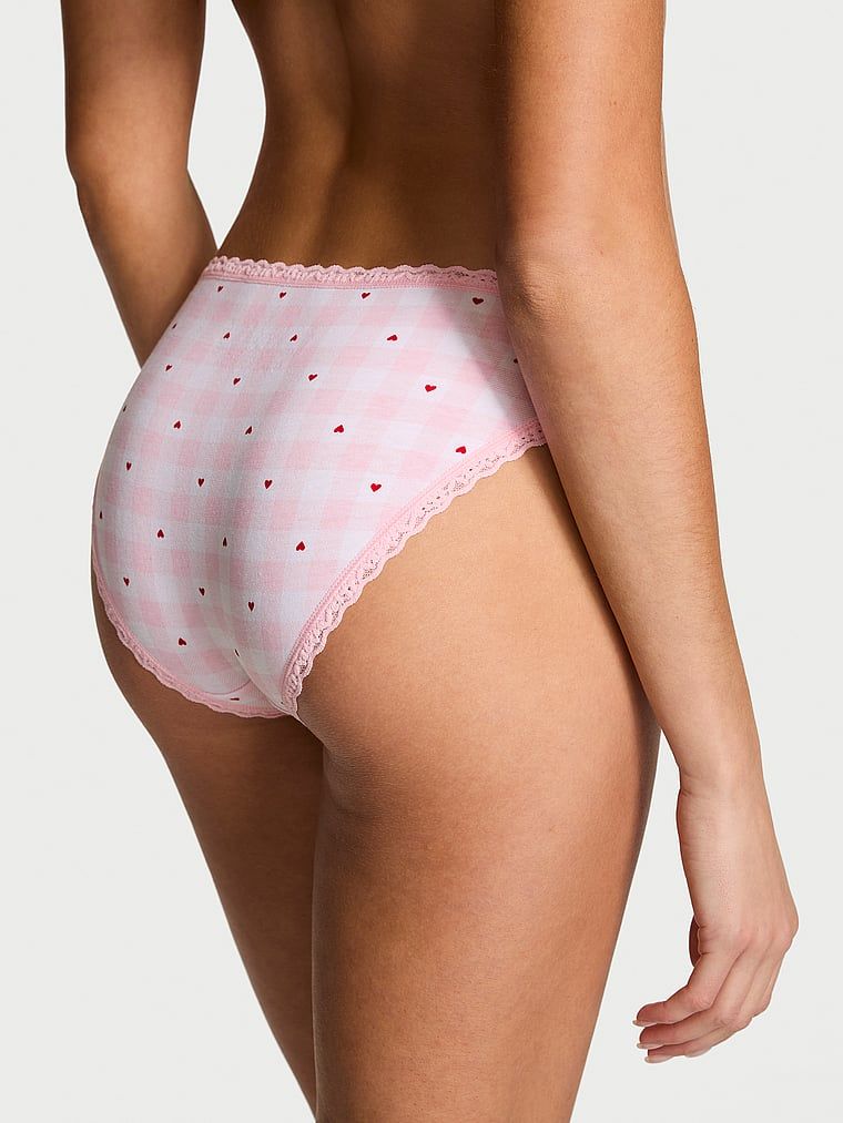 Bavlněné kalhotky s krajkovými bikinami s krajkovým lemováním. Produkt je vzorovaný a pochází z kolekce Lace Trim.