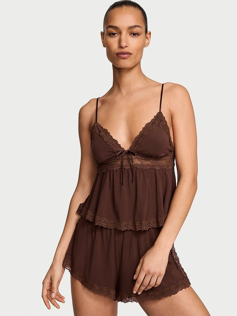 Victoria's Secret Modalová souprava košilky a šortek SoSoft s krajkovým lemem