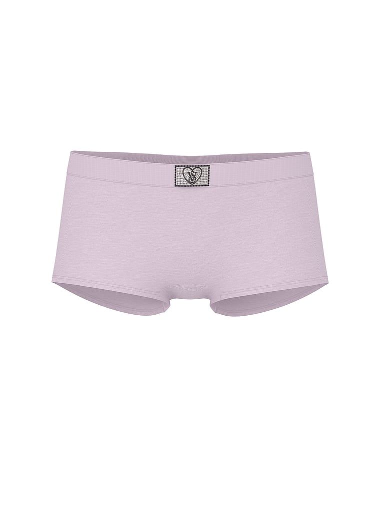 Bavlněné šortky s lesklým logem Boyshort Heart Shine Patch. Produkt je fialové barvy a pochází z kolekce Cotton.