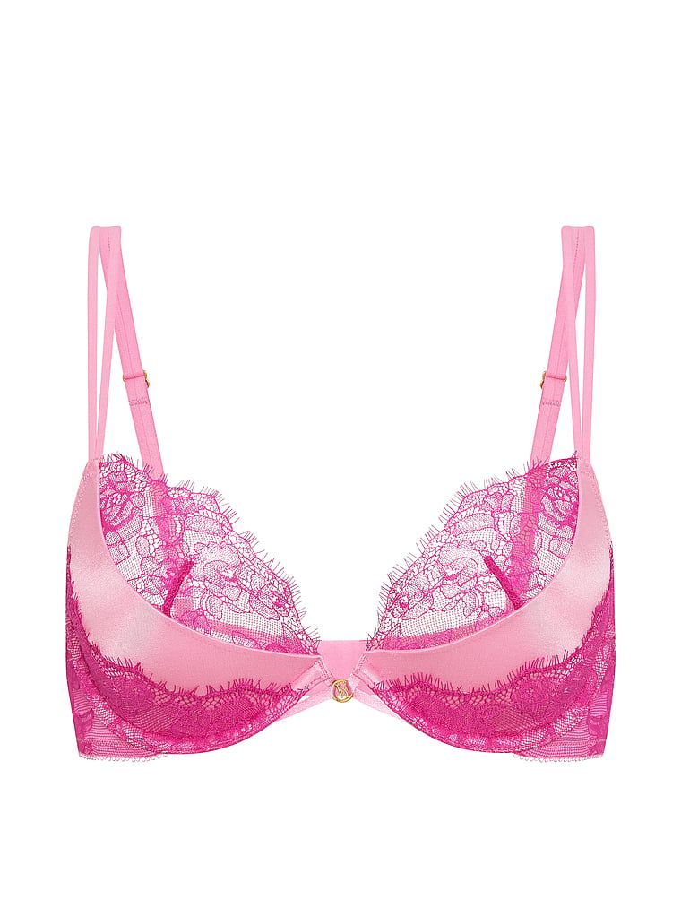 Podprsenka na push-up s vložkami Envy Low-Cut z krajky. Produkt je růžové barvy a pochází z kolekce Very Sexy.