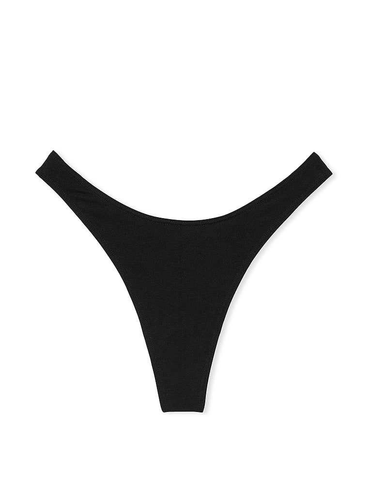 Bavlněná tanga s vysokými nohavicemi Scoop. Produkt je černý a pochází z kolekce Victoria's Secret.
