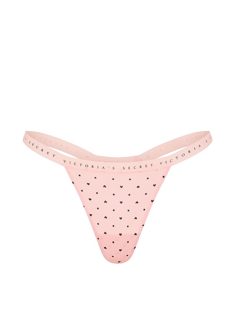 Pružné bavlněné tanga. Produkt je vzorovaný a pochází z kolekce Victoria's Secret.