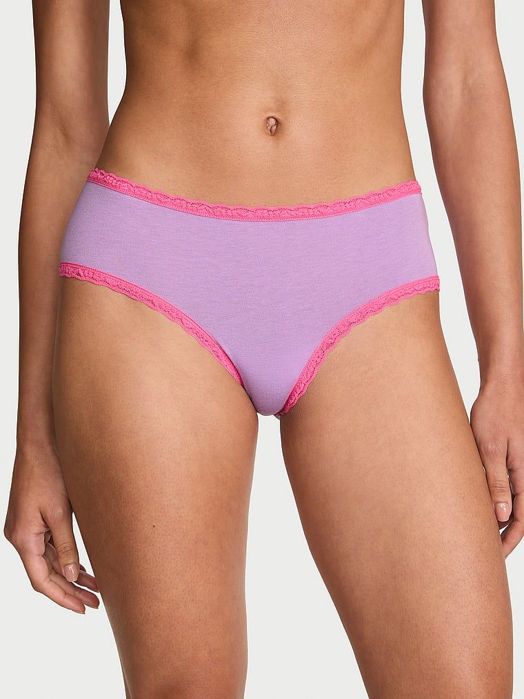 Lace Trim Bavlněné koketní kalhotky s krajkou v pase
