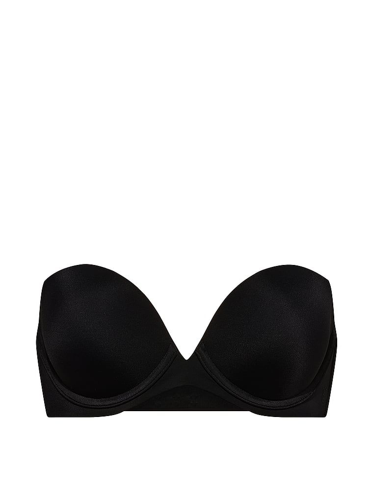 Push-up podprsenka bez ramínek. Produkt je černý a pochází z kolekce Invisible by Victoria's Secret.