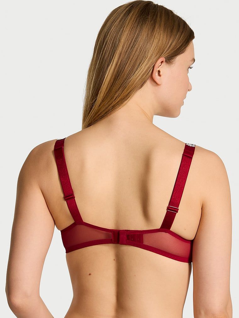 Krajková push-up podprsenka s lesklými ramínky Shine Strap. Produkt má červenou barvu a pochází z kolekce Very Sexy.