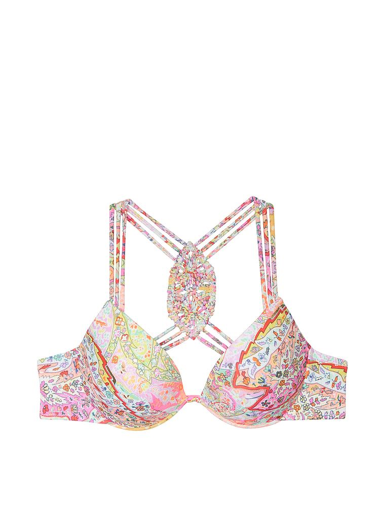 Push-up horní díl bikin Archives Beach Macramé. Produkt je vzorovaný a pochází z kolekce Victoria's Secret Swim.