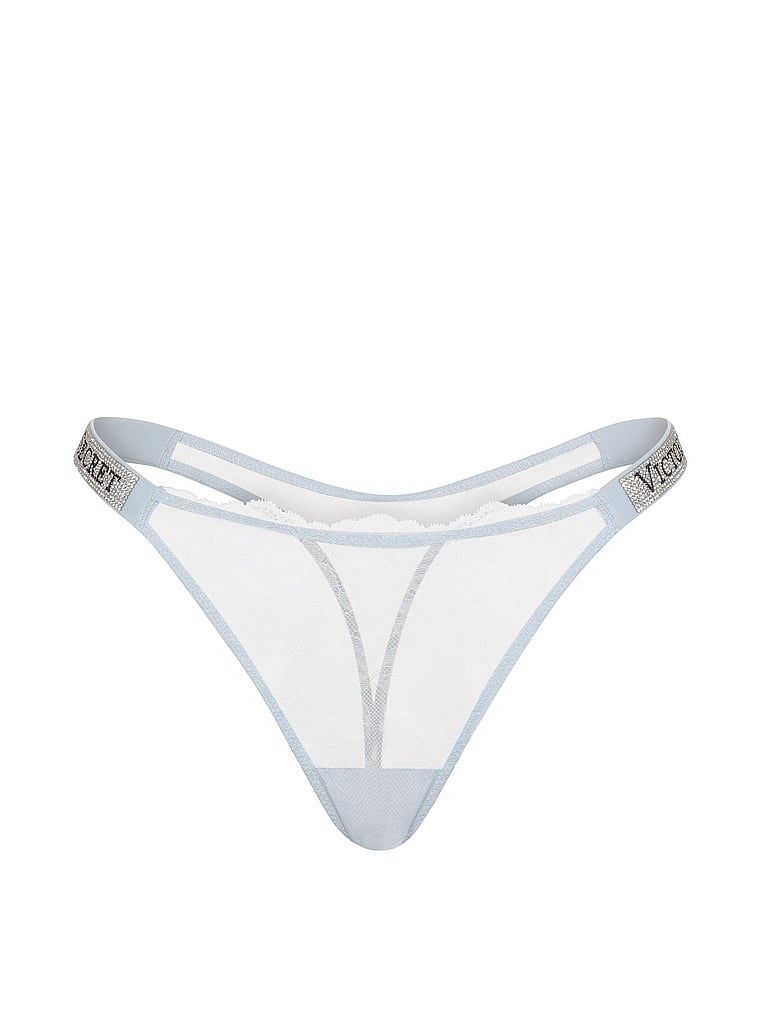 Krajková tanga s lesklými ramínky Shine Strap. Produkt je modré barvy a pochází z kolekce Very Sexy.
