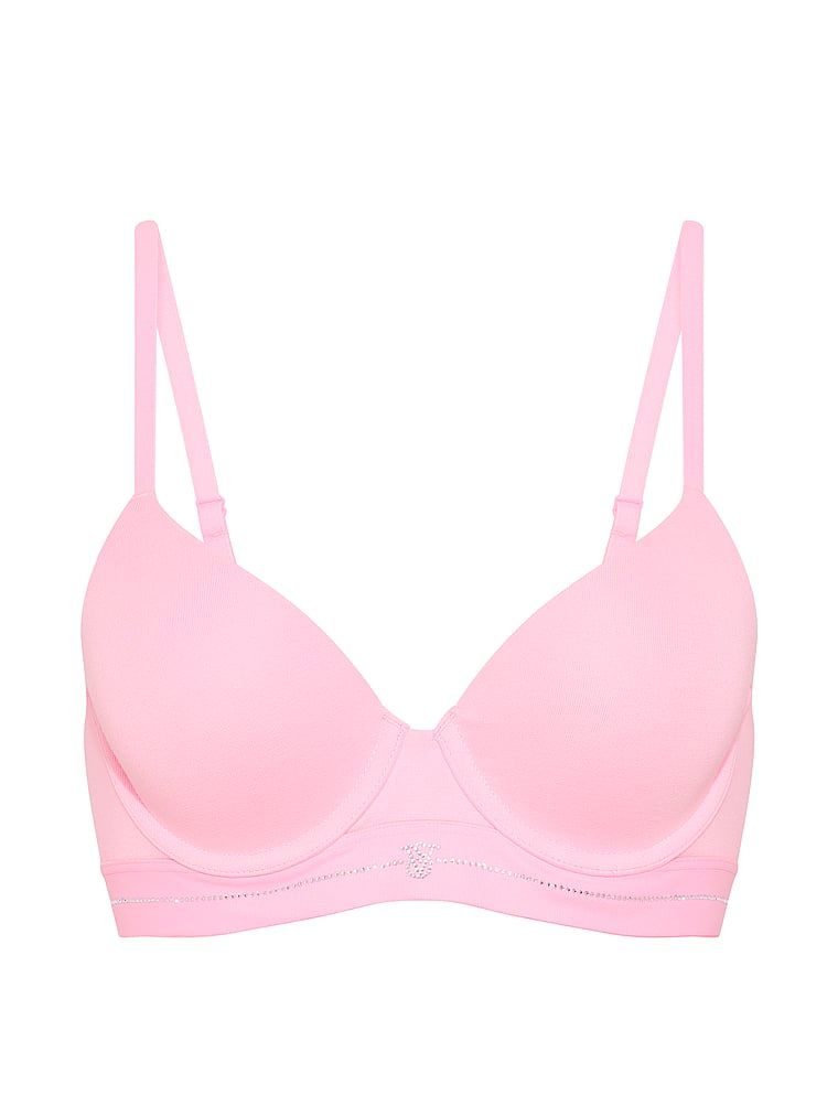 Push-up bavlněná podprsenka Perfect Shape Signature Shine. Produkt je růžové barvy a pochází z kolekce triček.