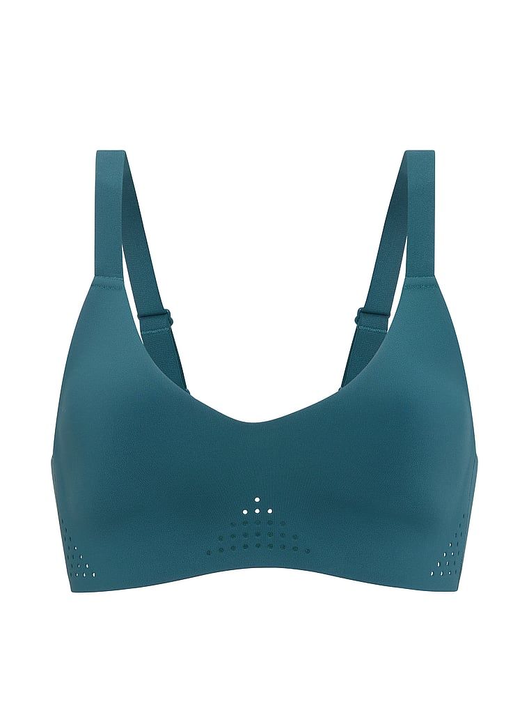 Sportovní podprsenka s výstřihem do V VSX Featherweight. Produkt je modré barvy a pochází z kolekce VSX.