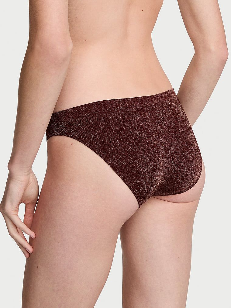 Lesklé třpytivé bikinové kalhotky. Produkt je hnědé barvy a pochází z kolekce Seamless.