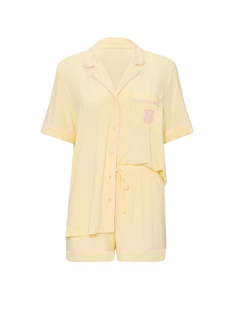 Modální pyžamo se SoSoft kraťasy. Produkt je žluté barvy a pochází z kolekce Victoria's Secret.