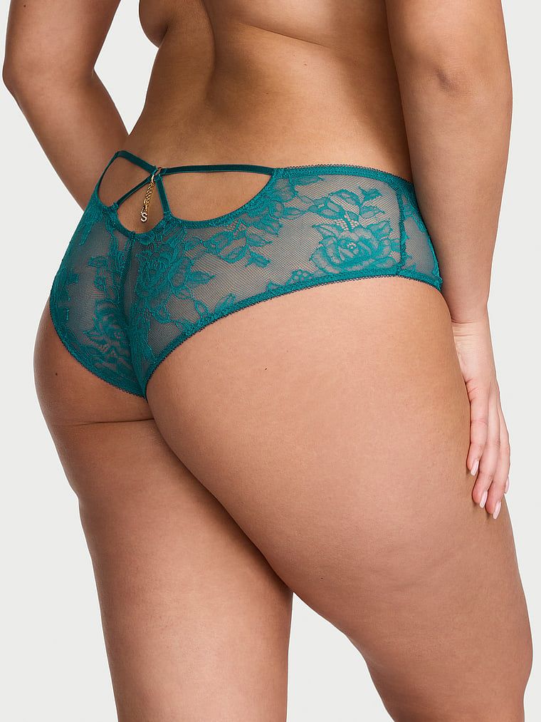 Very Sexy Vyzývavé kalhotky s růžovou krajkou s pásky vzadu a kováním