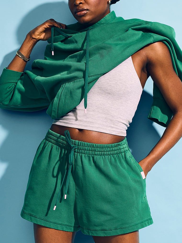 Froté bavlněné kraťasy mimo službu. Produkt je zelené barvy a pochází z kolekce Angel Essentials.