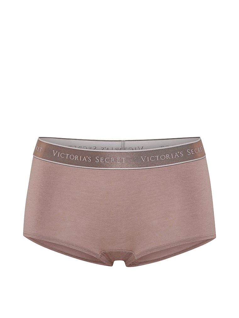 Bavlněné kraťasy s logem v pase Boyshort. Produkt je hnědé barvy a pochází z kolekce Cotton.