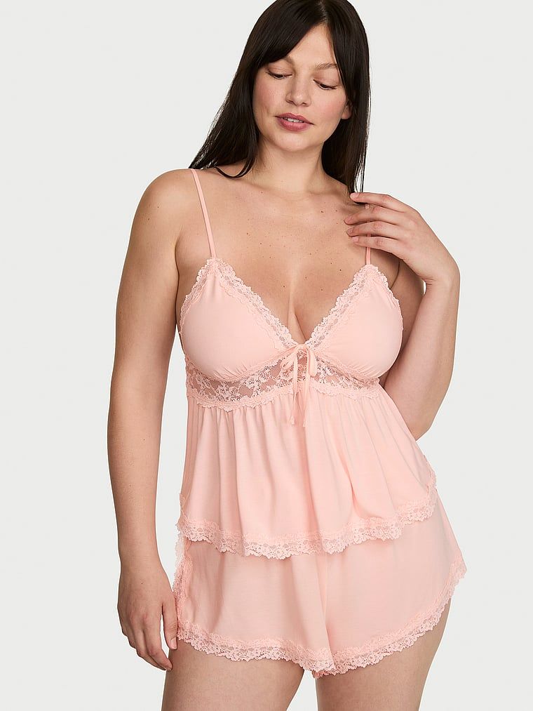 Victoria's Secret Modalová souprava košilky a šortek SoSoft s krajkovým lemem