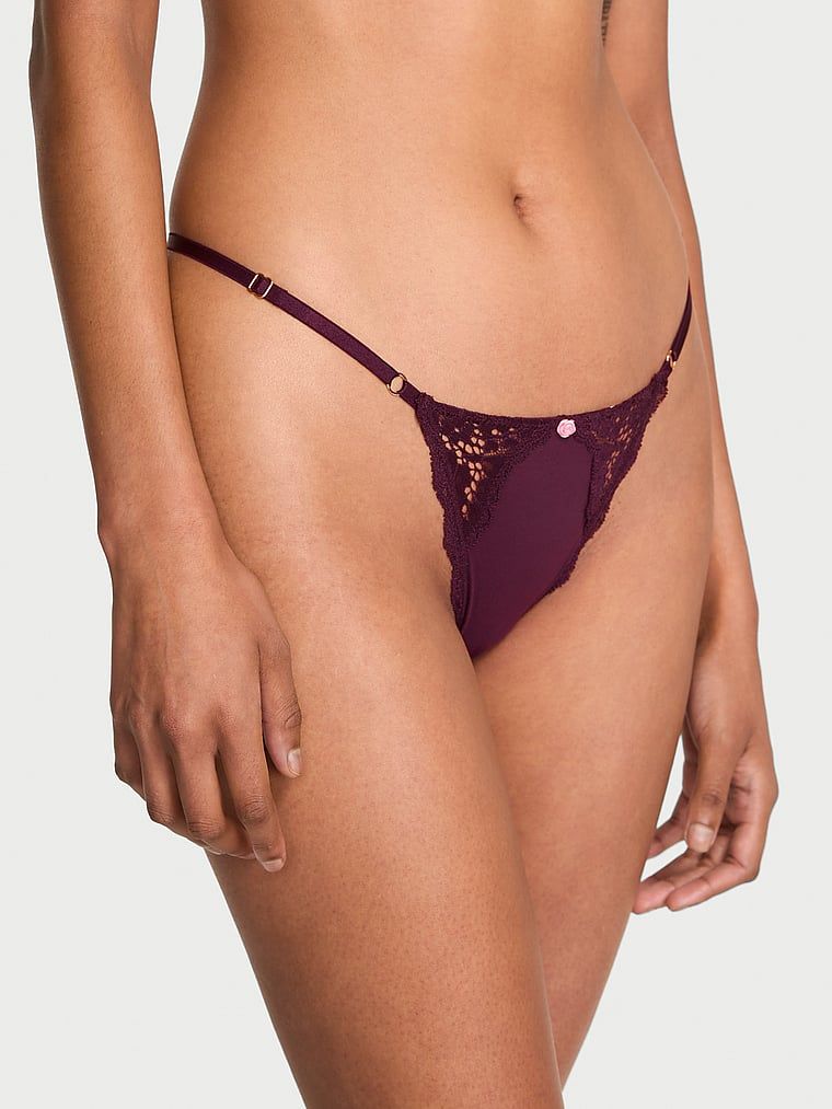 Dream Angels Kalhotky typu V-string s krajkovým lemem a nastavitelnými šňůrkami