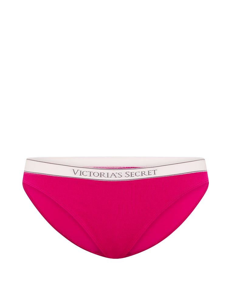 Žebrované kalhotky s logem Seamless Rib Bikini. Produkt má vzorovanou barvu a pochází z kolekce Seamless.