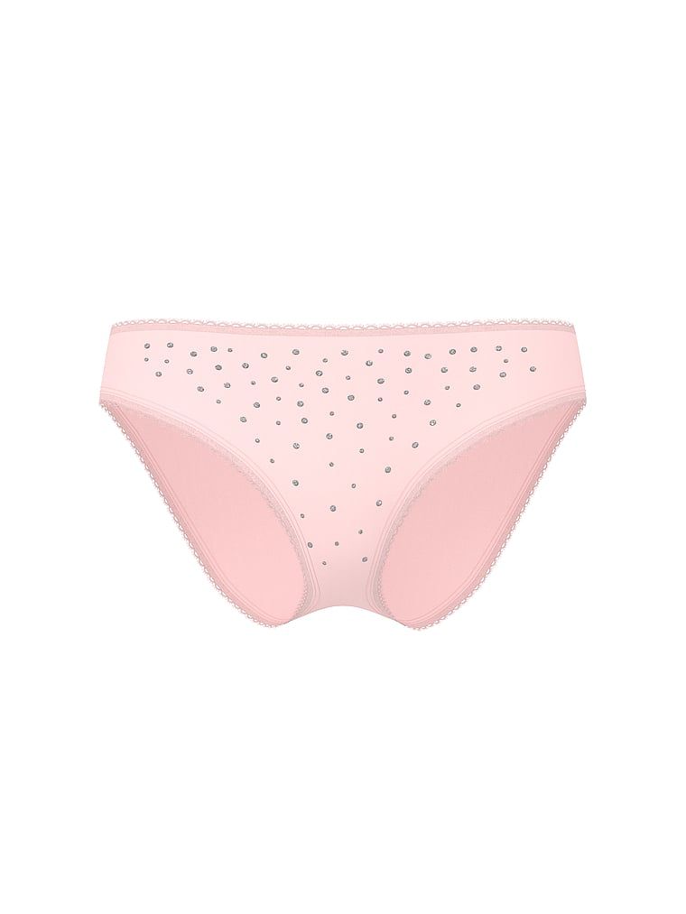 Bavlněné kalhotky s flitry Sparkle Bikini. Produkt má růžovou barvu a pochází z kolekce Victoria's Secret.