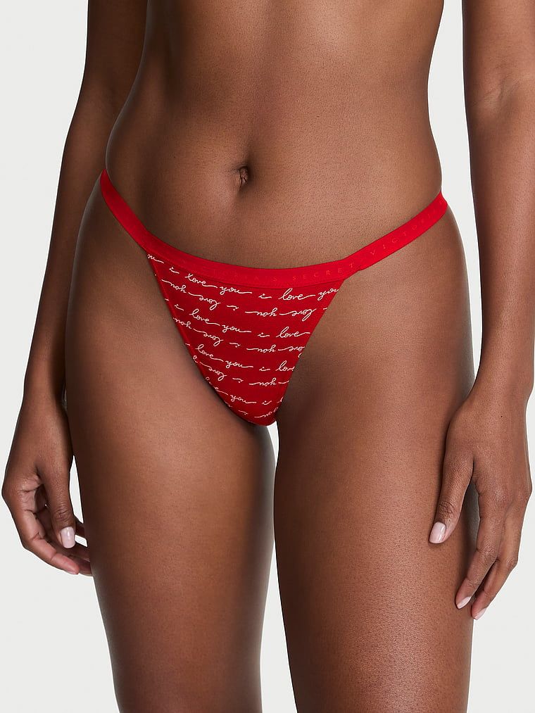 Pružné bavlněné tanga. Produkt je vzorovaný a pochází z kolekce Victoria's Secret.