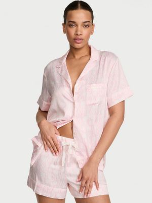 Victoria's Secret Krátké pyžamo z lesklého saténu Signature