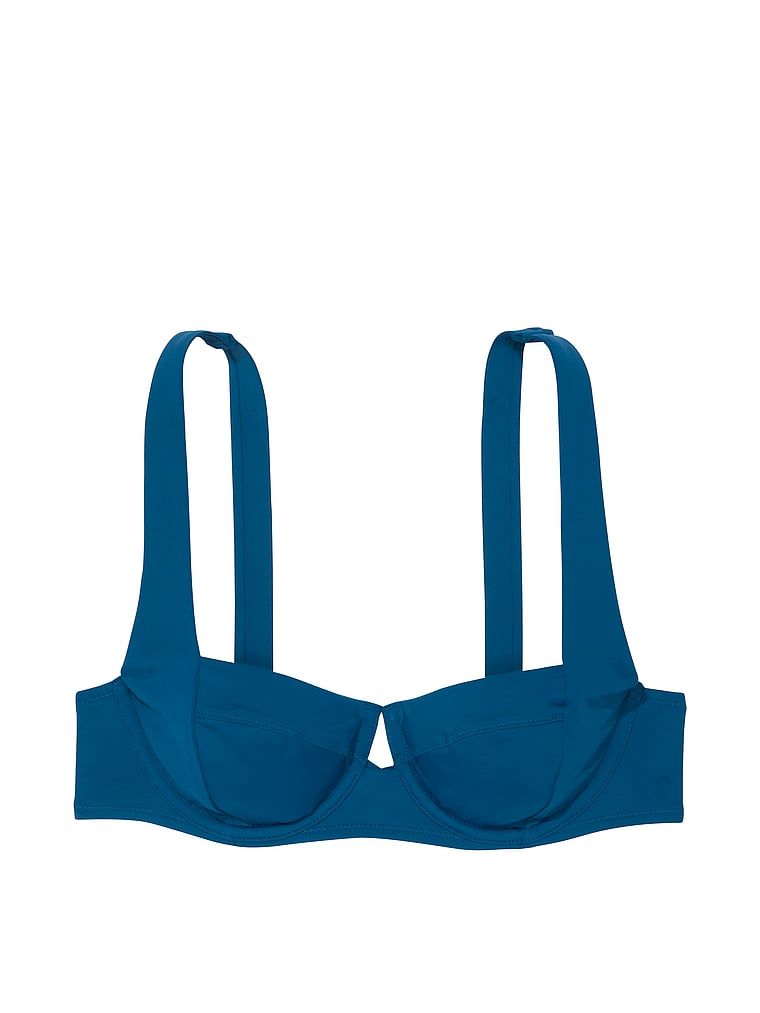 Horní díl plavek se silně zabudovanými košíčky Essential. Produkt je modrý a pochází z kolekce Victoria's Secret Swim.