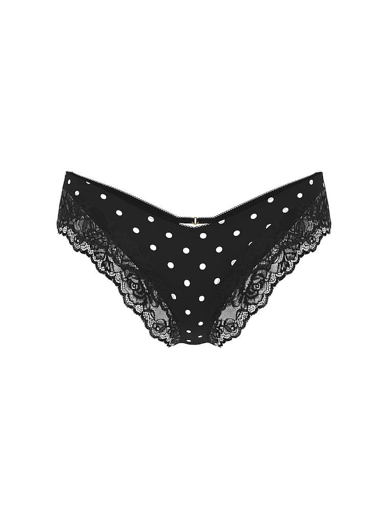 Krajkové kalhotky s krajkou na okrajích a vysoko střiženými nohavičkami: Lace-Lem Cheeky. Produkt je vzorovaný a pochází z kolekce Very Sexy.