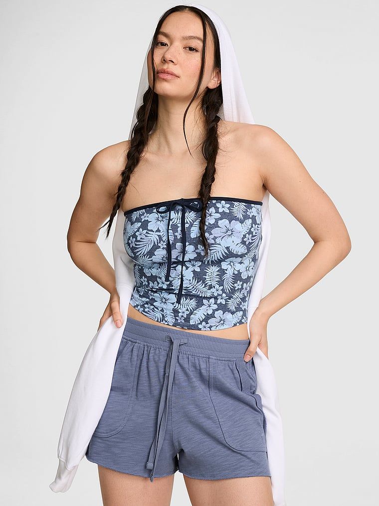 Bandeau top s řasením a zavazováním vpředu All-Day Cotton