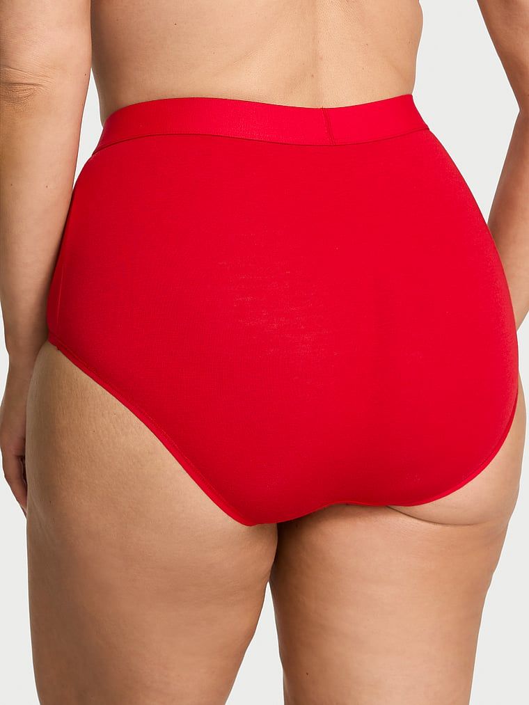Bavlněné kalhotky s vysokým pasem a logem Shine Patch. Výrobek je červené barvy a pochází z kolekce Cotton.