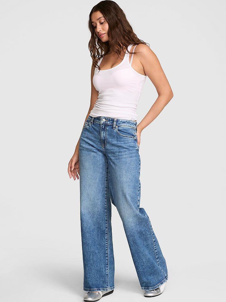 Volné džíny se širokými nohavicemi a středním pasem Denim by PINK