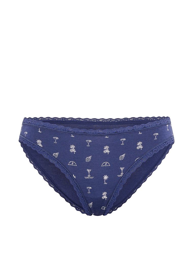 Bavlněné kalhotky s krajkovými bikinami s krajkovým lemováním. Produkt je vzorovaný a pochází z kolekce Lace Trim.