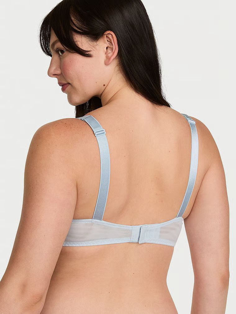 Čipková push-up podprsenka s lesklými ramínky Shine Strap. Produkt je modré barvy a pochází z kolekce Very Sexy.