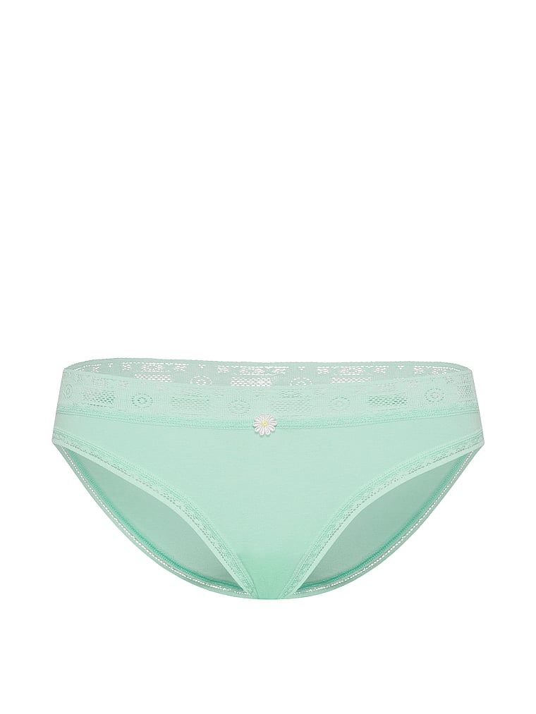 Bavlněné kalhotky s háčkovanou krajkou Bikiny Produkt je zelené barvy a pochází z kolekce Lace Trim.