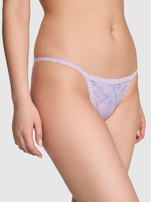 Bavlněné kalhotky string bikini s krajkou