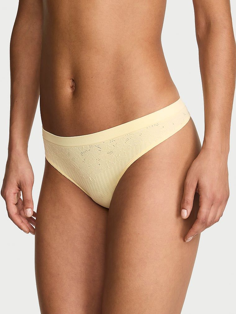 Seamless Bezešvá květinová žebrovaná tanga