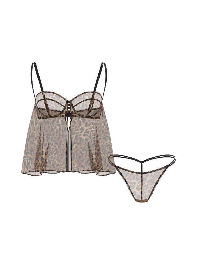Geo Leo Babydoll šifonová spodnička a tanga. Produkt je vzorovaný a pochází z kolekce Very Sexy.