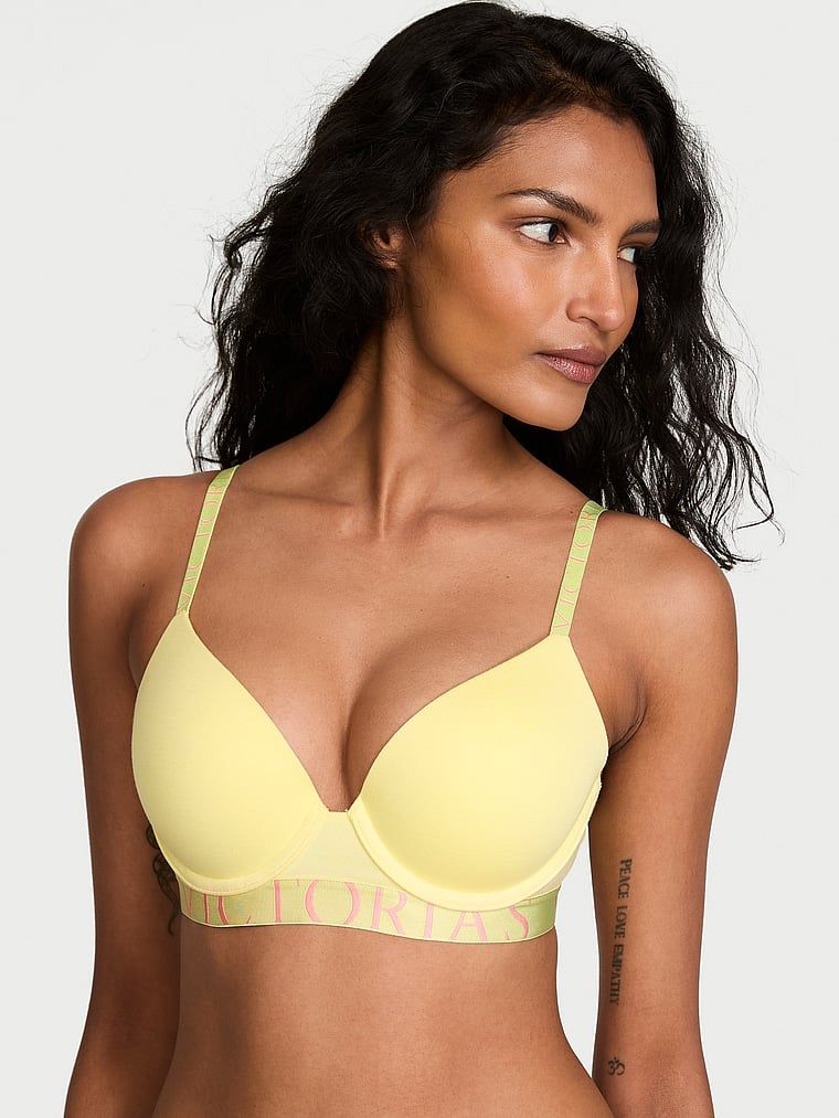 T-shirt Bavlněná push-up podprsenka Perfect Shape s logem